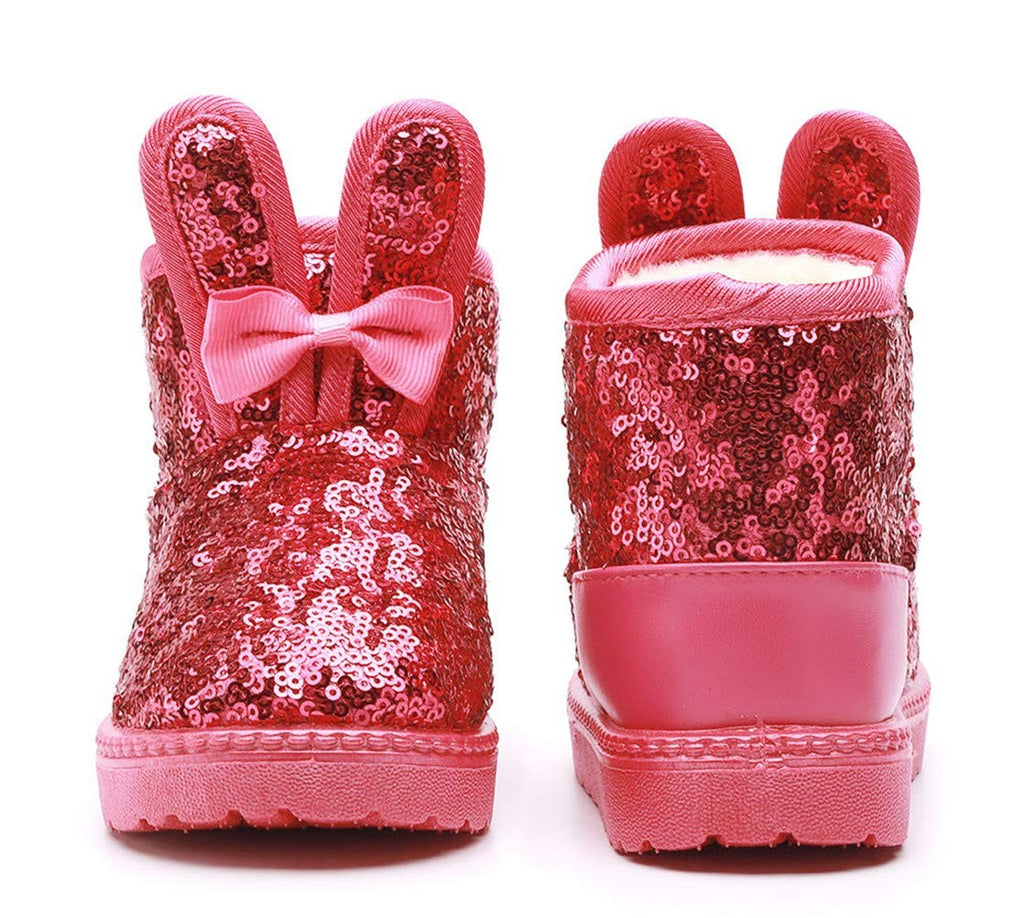 DADAWEN Boy's Girl's Warm Winter Sequin Waterpoof Snow Boots, 1.5M Little Kid