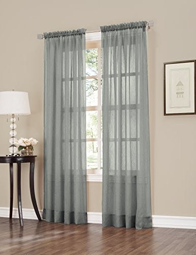 Erica Crushed Sheer Voile Curtain Panel 51" x 84" Charcoal Gray