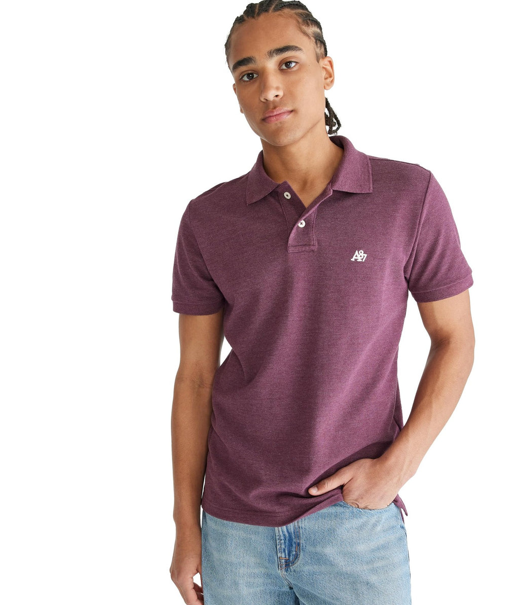 AEROPOSTALE Men's Polo, Dark Burgundy, Medium