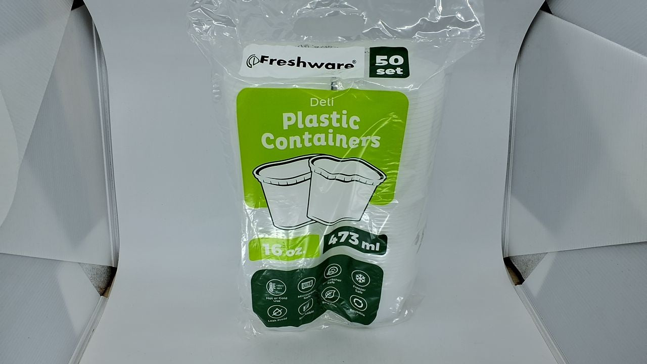 16 oz Leakproof Deli Containers [50 Set] - Microwave & Dishwasher Safe
