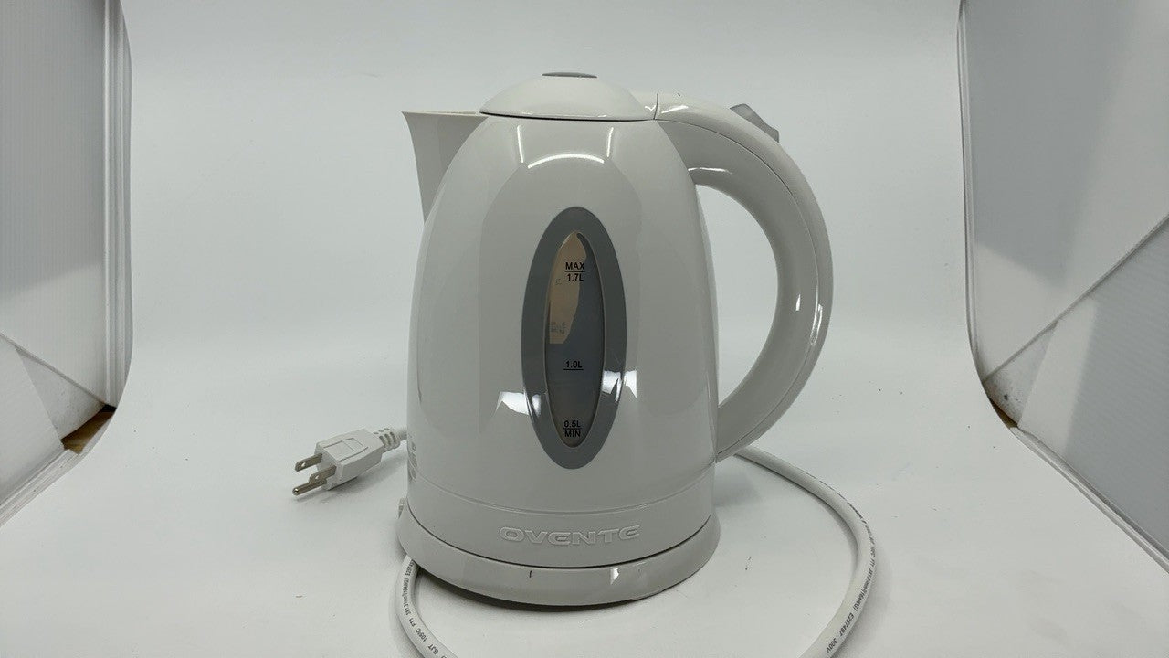 1.7L OVENTE Electric Kettle, Auto Shut-Off, Removable Filter, White