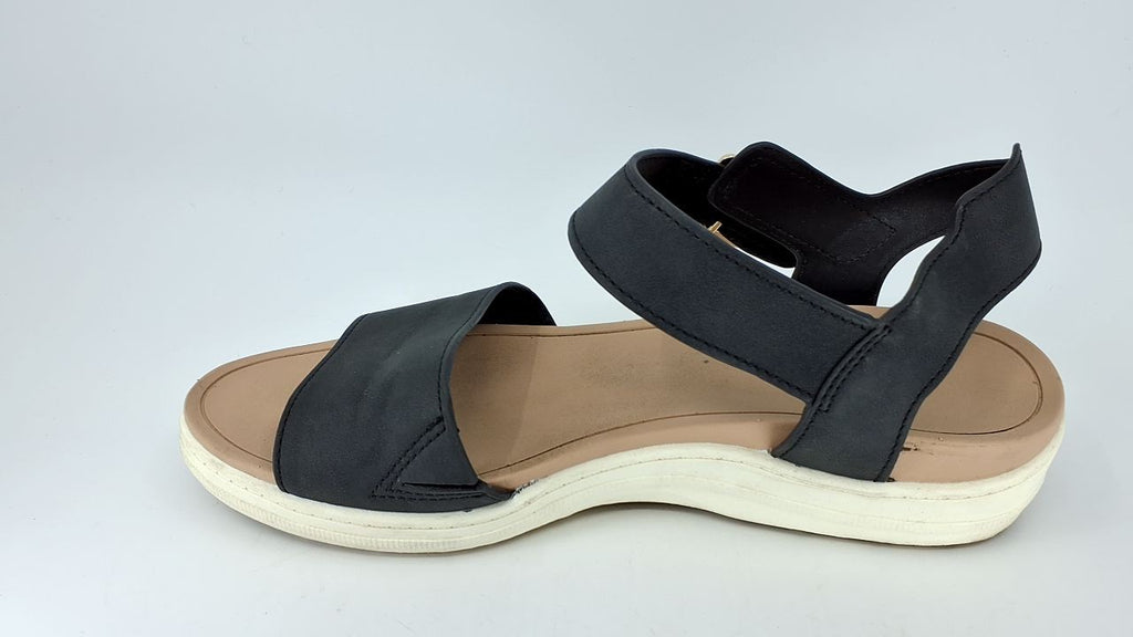 Dr. Scholl's Shoes Womens Time Off Sky Sandal Black Smooth 8.5