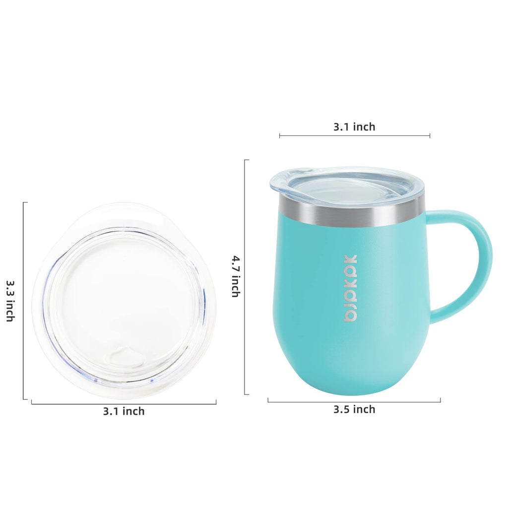 Insulated Coffee Tumblers 12 Oz, 2 Pcs, Stainless Steel, Turquoise