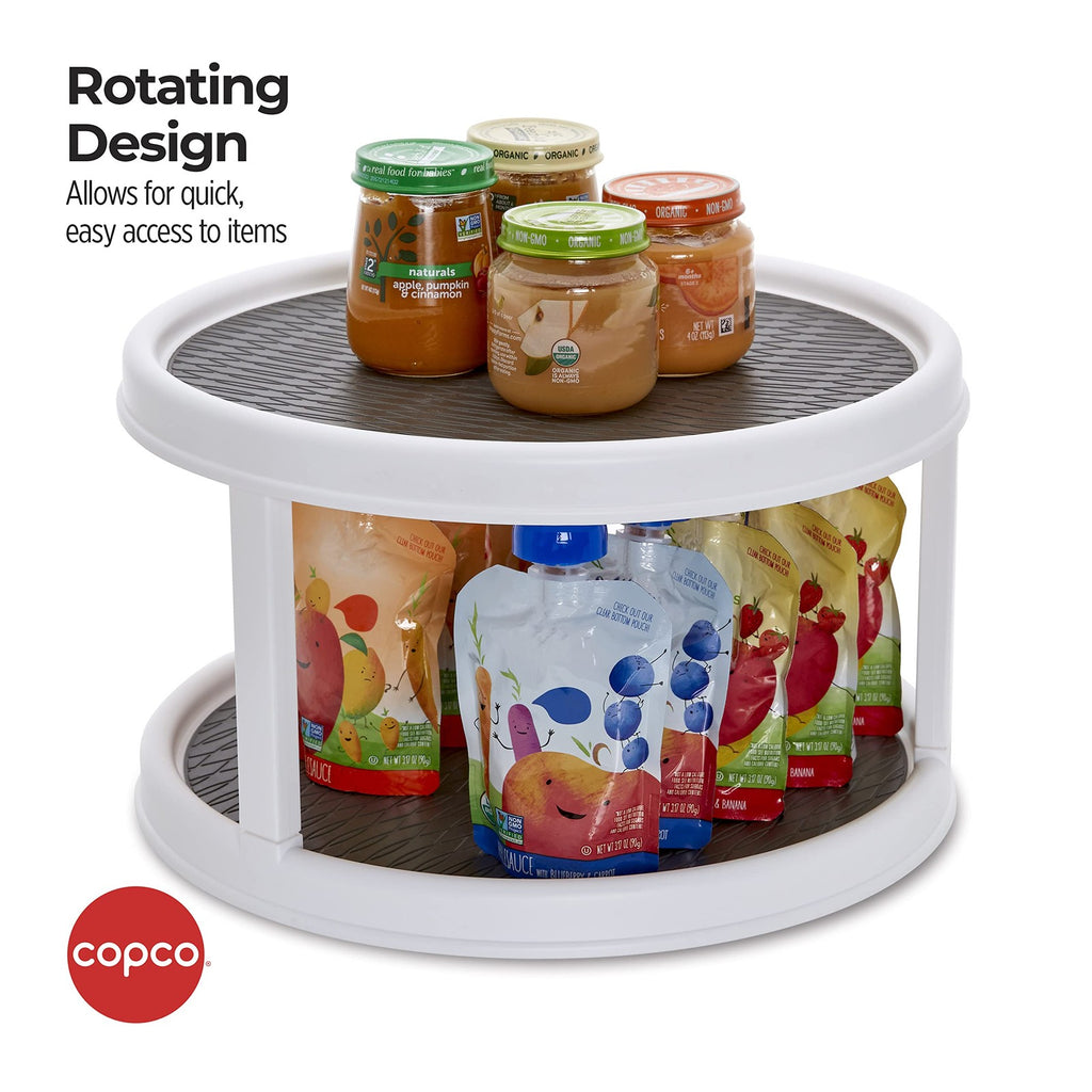 Copco Non-Skid Turntable, 2-Tier, 12-Inch, Durable & Easy Clean, White/Gray