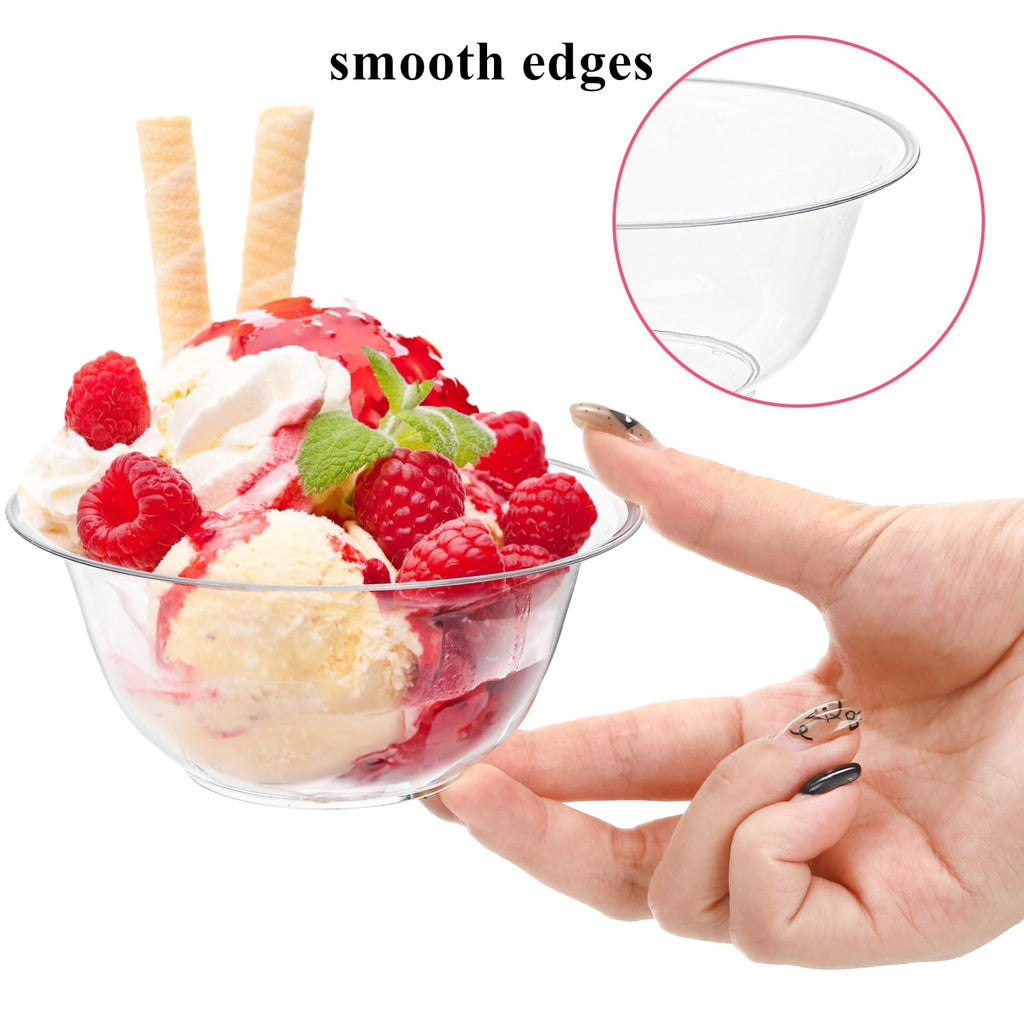 6OZ Clear Plastic Bowls - 200 Count Disposable for Desserts & Salads