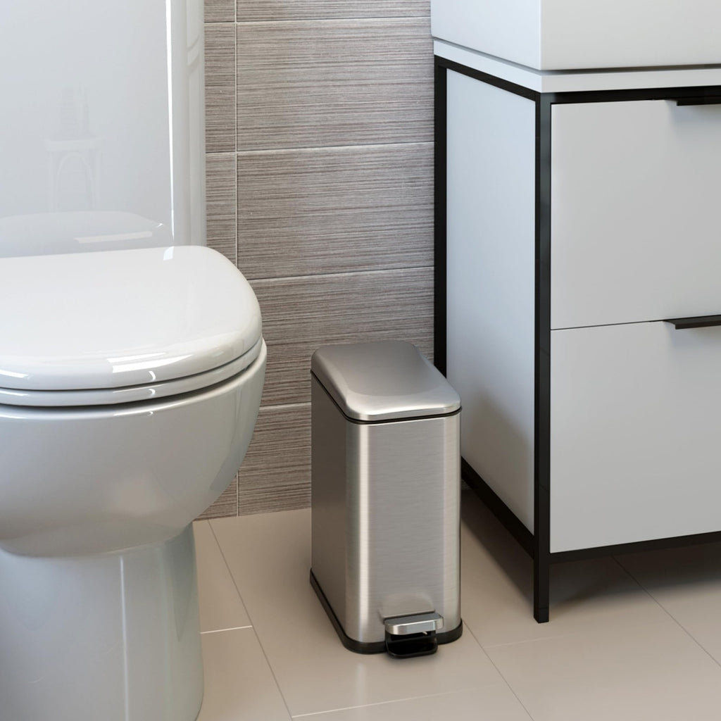 iTouchless 1.32 Gal Slim Trash Can w/ AbsorbX Odor Filter - Stainless Steel