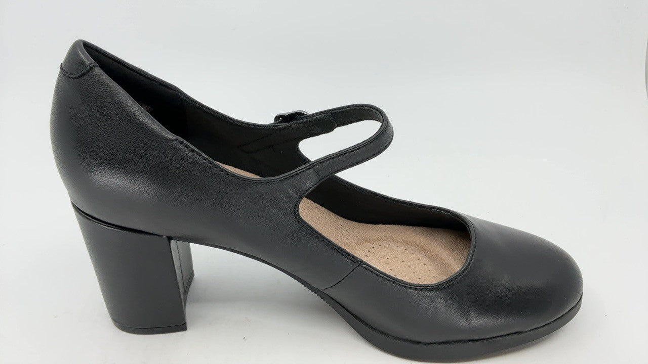 Clarks Black's Bayla Nora Pump, Black Leather, 7 Medium US