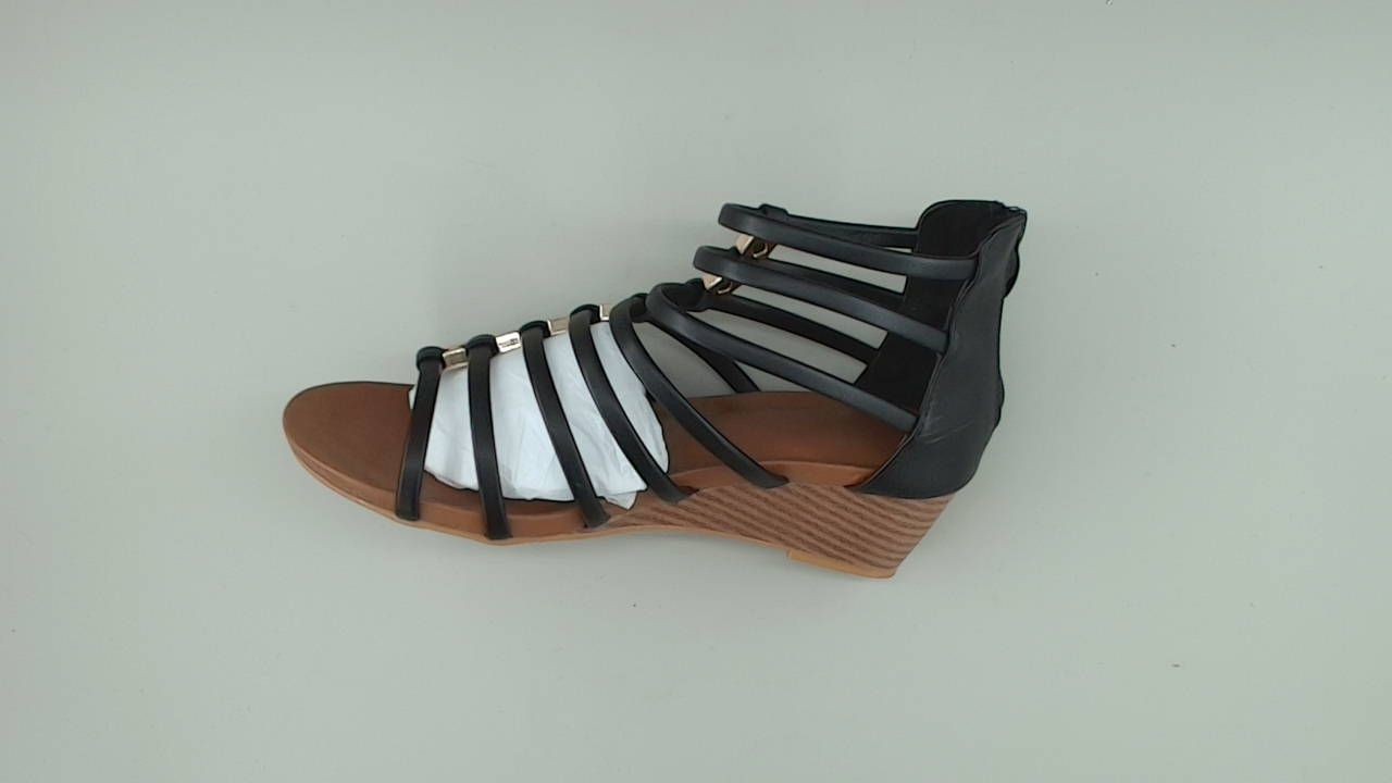 STMAHER Womens Gladiator Sandals Zipper Strappy Wedge For girls Black Size 9/40