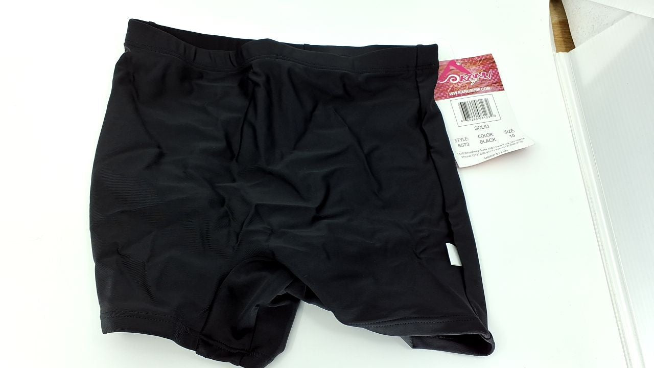 Kanu Surf Girls' Swimming Bottom UPF 50+"Boy Short, Black, 10