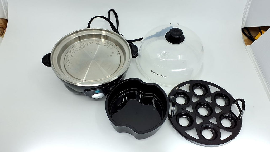 Elite Gourmet Egg Cooker, 7 Capacity, Soft/Medium/Hard Boiled, Black