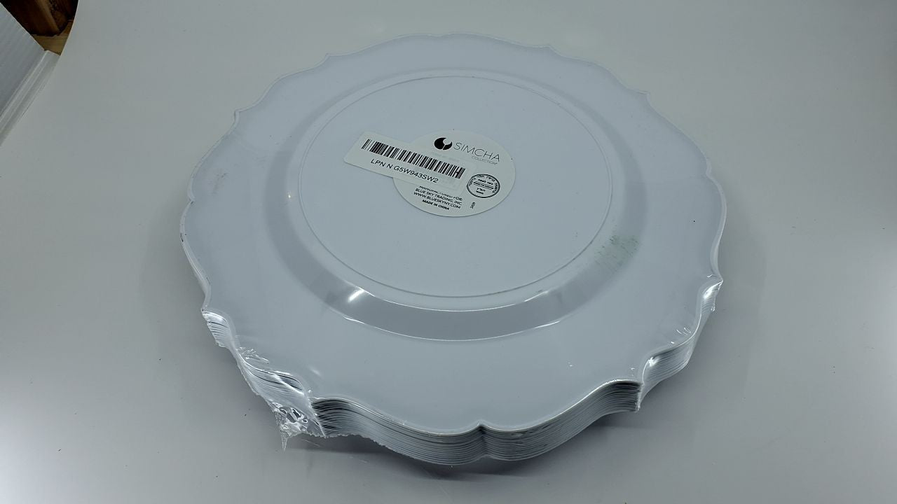 Elegant 32 White Plates w/ Black Rim - 7.5" & 10.5" - Durable Ceramic