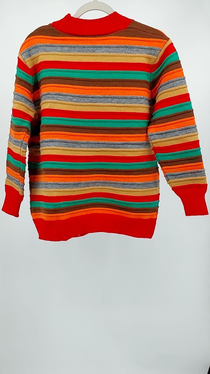 Contrast Stripes Button Up Long Sleeve Cardigan