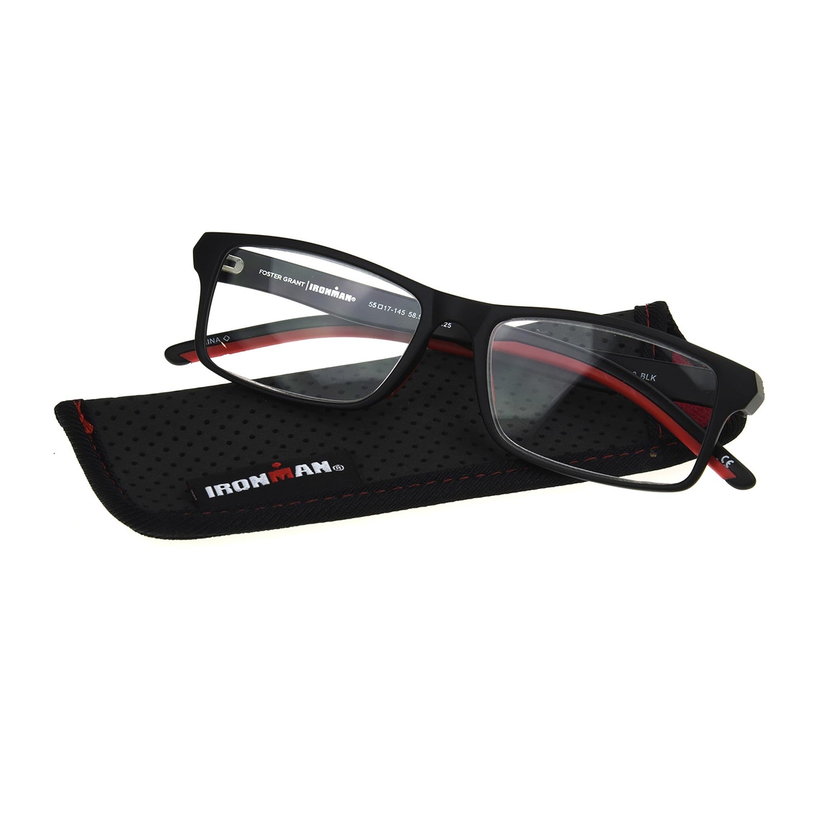 IRONMAN Men's Endeavor Square Reading Glasses, Black, 54 mm + 2.5