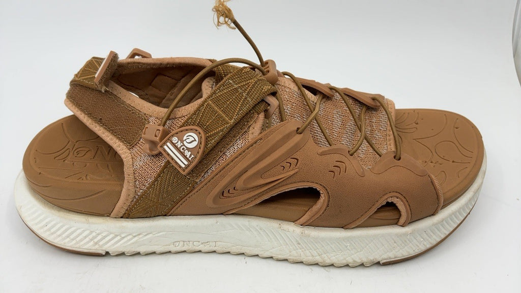 Women's Adjustable Sport Sandals Khaki/White Size 12 for Plantar Fasciitis