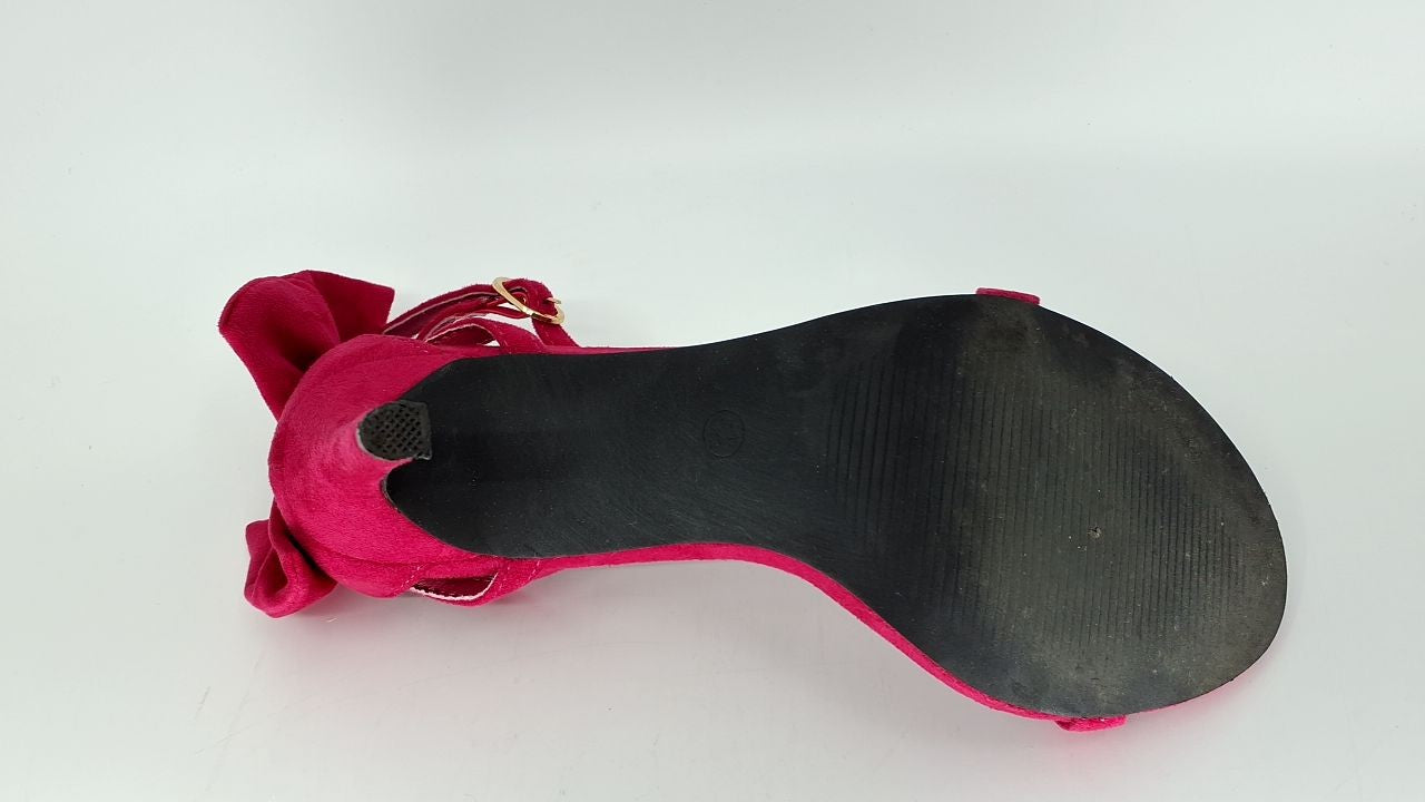 Coutgo Womens Stiletto Heels, Ankle Strap Sandals, Rosy Red, Size 5.5