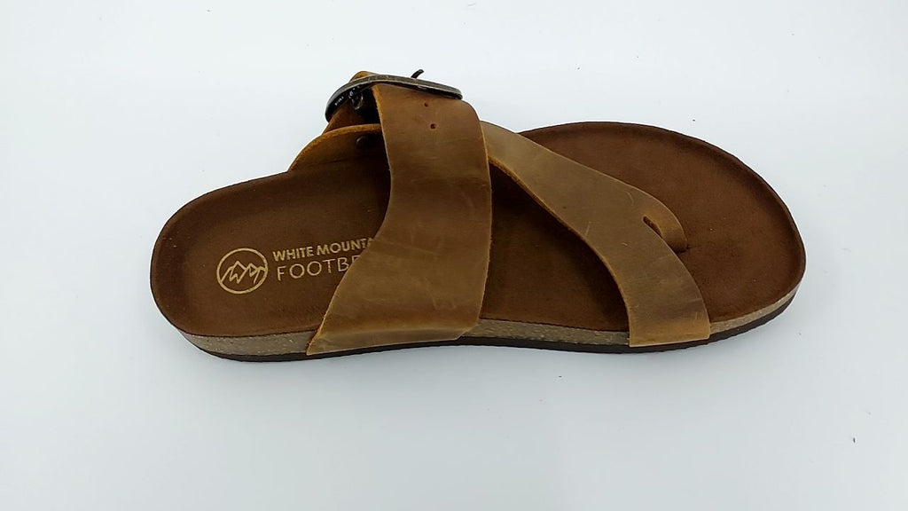 WHITE MOUNTAIN Women's Harley Footbed Sandal, Whiskey/Leather, 7 M