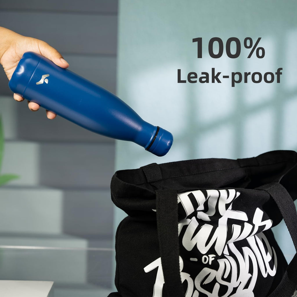 Konokyo 17oz Insulated Flask, Blue Stainless Steel, Travel Ready