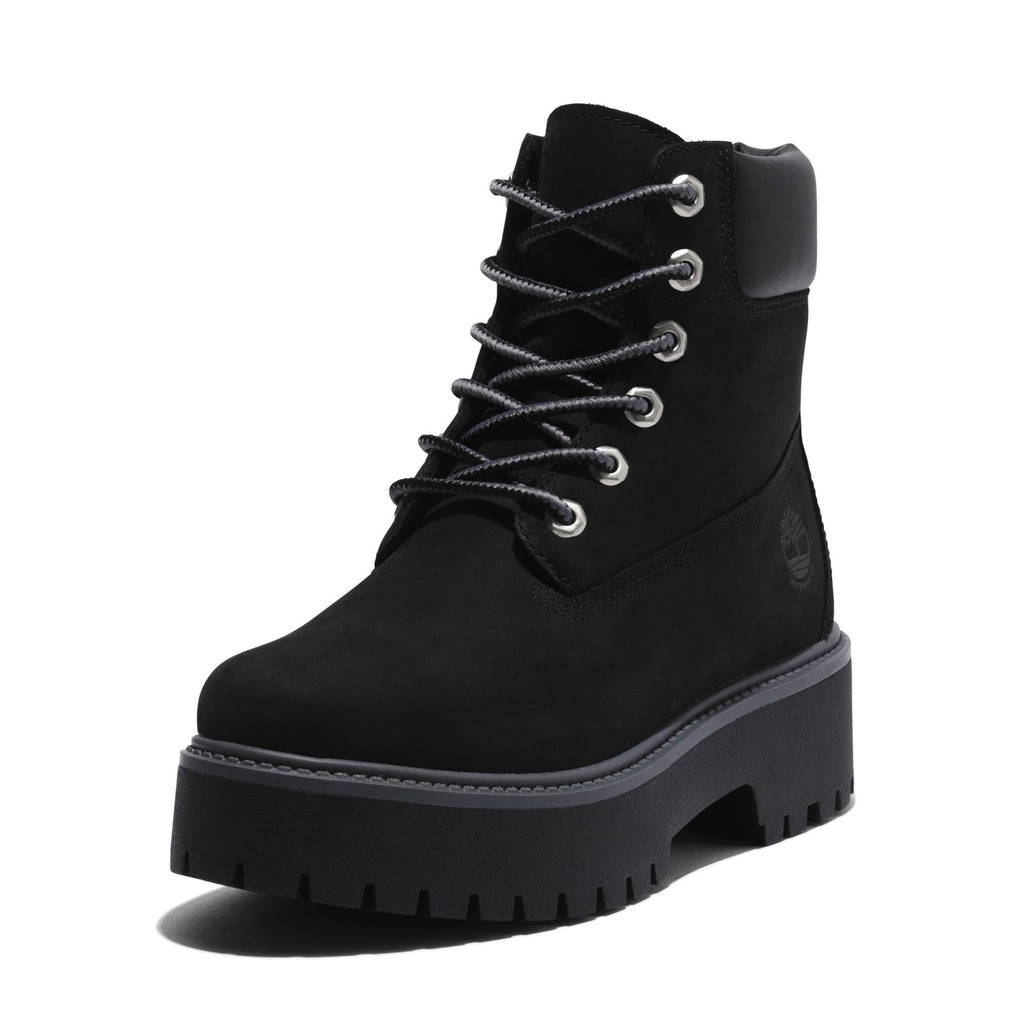 Timberland Women's 6 In Stone Street Lace Up Boots, Jet Black, Size 7.5