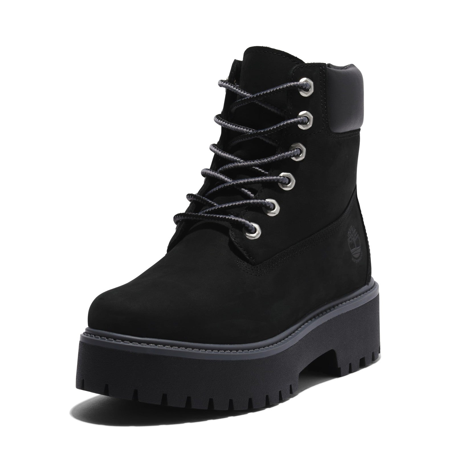 Timberland Women's 6 In Stone Street Lace Up Boots, Jet Black, Size 7.5
