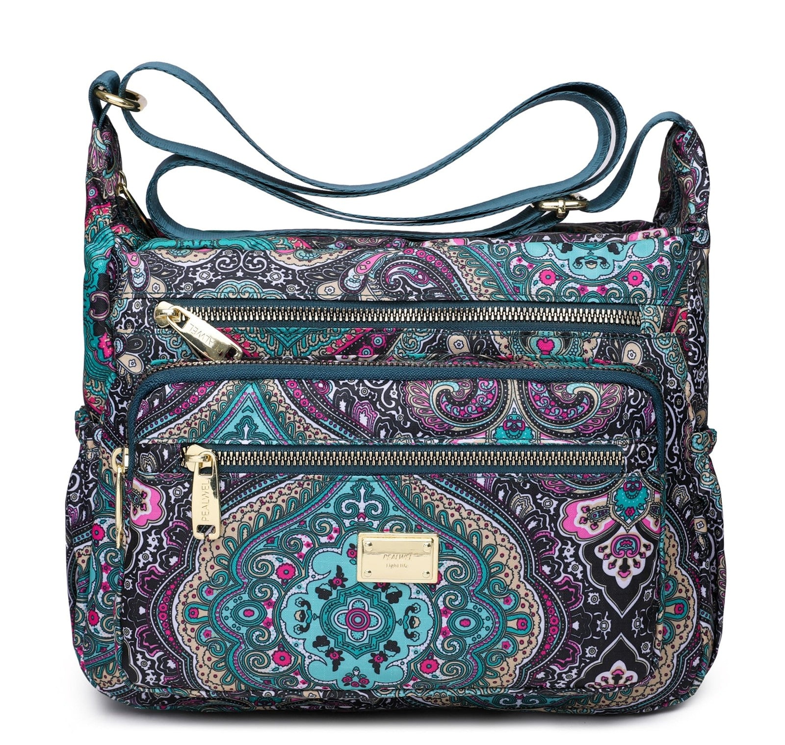 Pealwel Women's Crossbody Handbag, Lightweight Nylon, Black & Blue