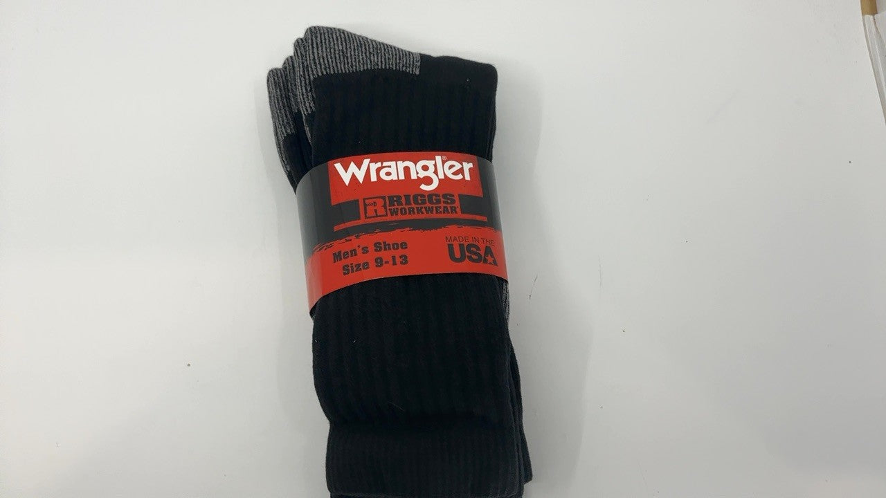 Wrangler Riggs Men's Work Crew Socks, 4 Pack, Steel Toe, Black, Large