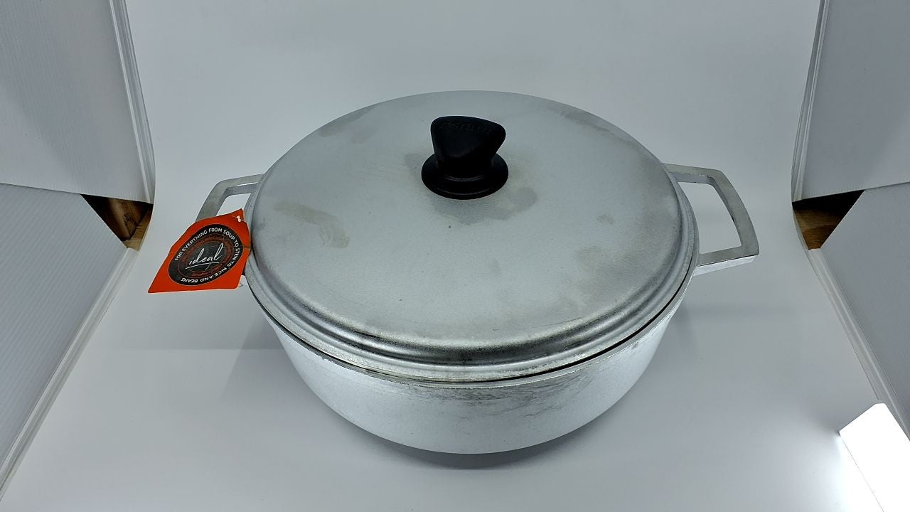 IMUSA 7.5 Qt Silver Caldero w/ Lid - Traditional Aluminum Cooking Pot