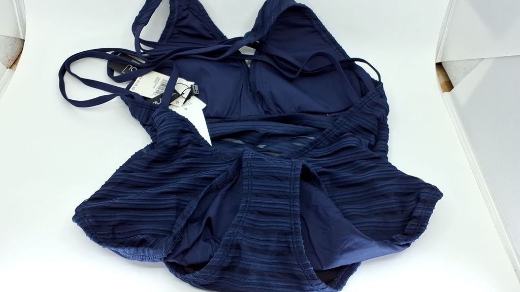 La Blanca Multi Strap Cross Back One Piece Swimsuit, Indigo, Size 10