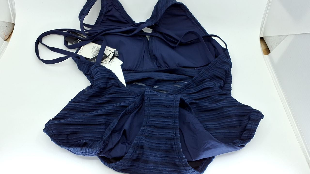 La Blanca Multi Strap Cross Back One Piece Swimsuit, Indigo, Size 10
