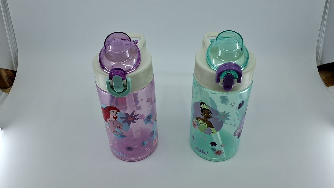Disney Princess Kids Water Bottle 2-Pack, 16oz, Leak-Proof, Durable Plastic