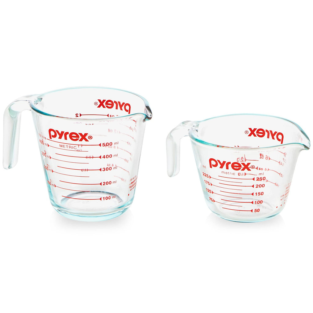 Pyrex Essentials 2 Cup Measuring Set, Glass, Dishwasher & Microwave Safe