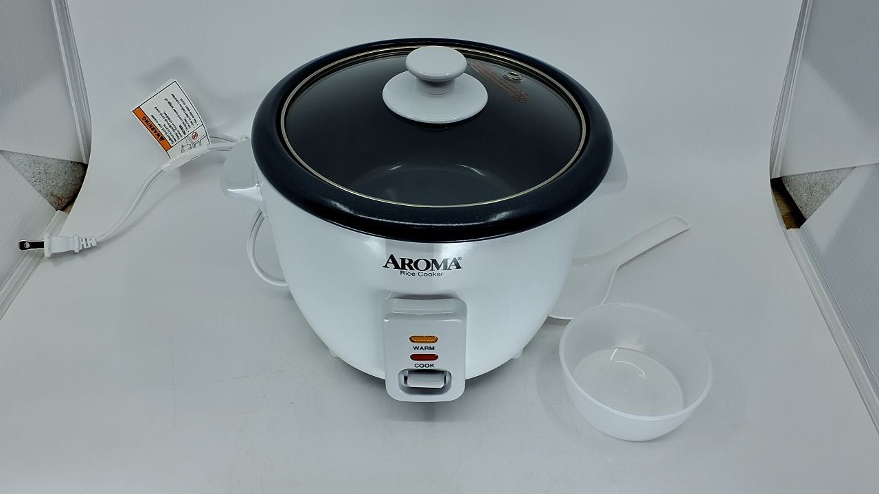 Aroma 6-Cup Rice Cooker, Auto Keep Warm, 1.5 Qt, White, ARC-363NG