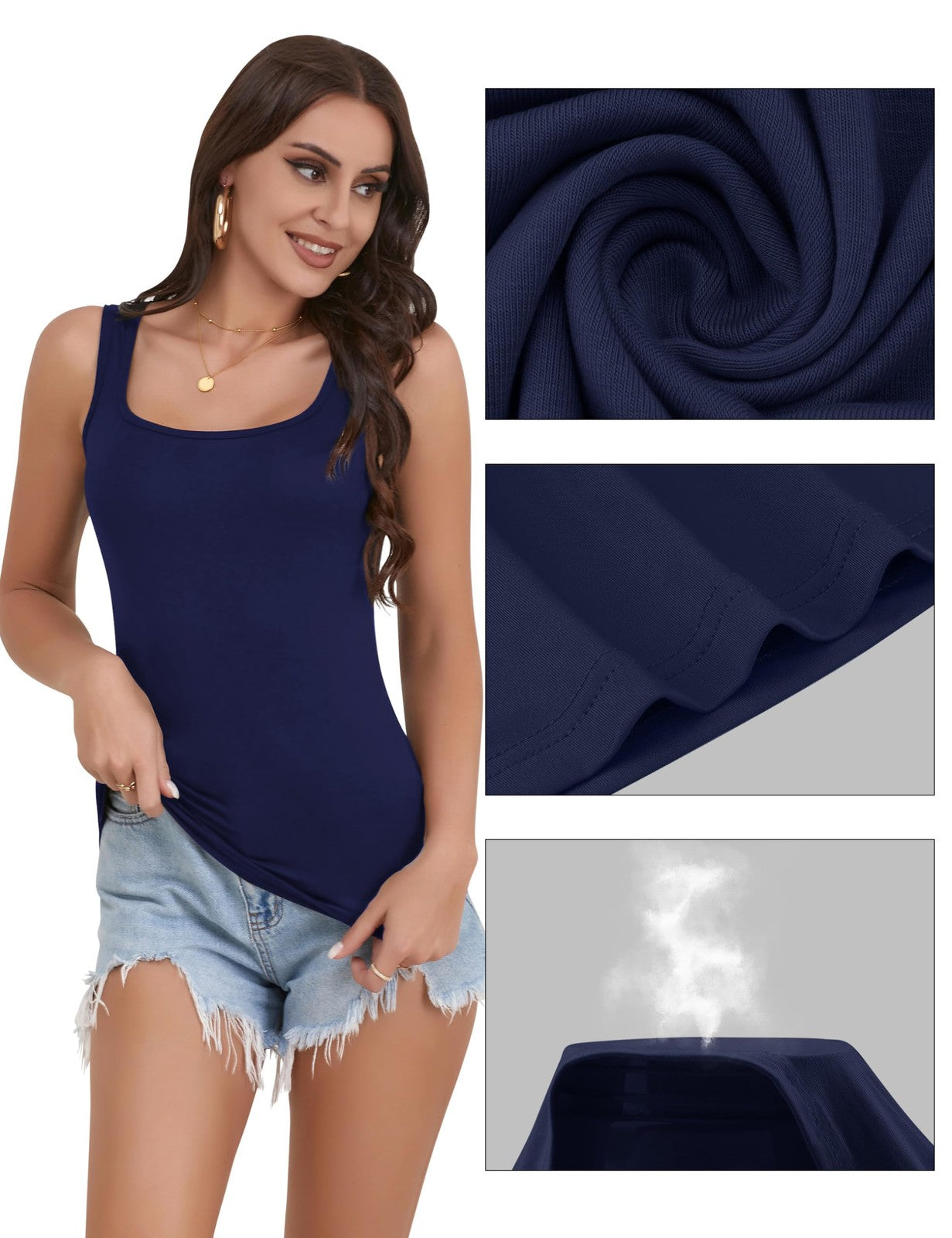 5 Women's Tank Tops XXL Square Neck Sleeveless Undershirts