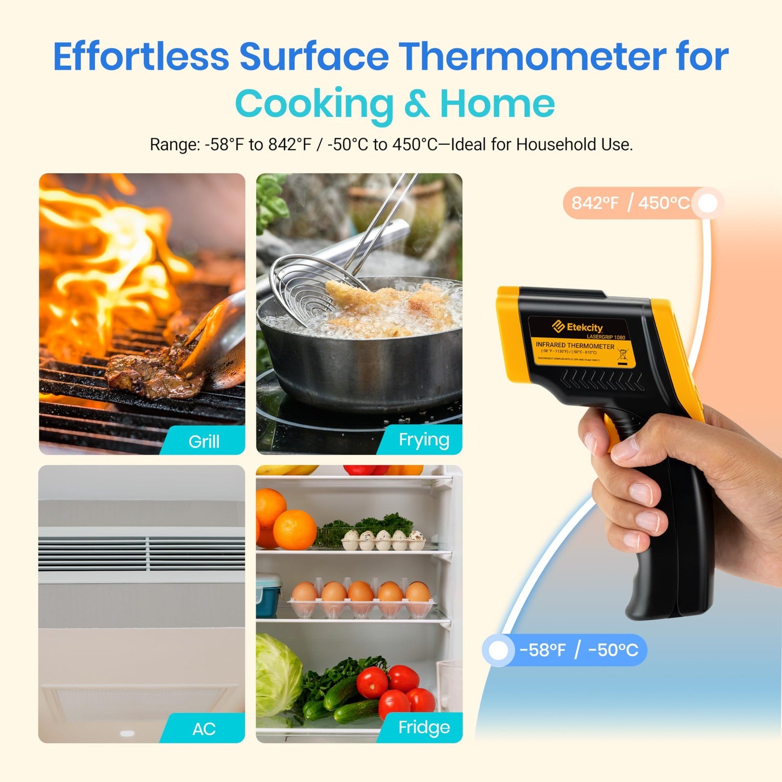Etekcity Lasergrip 774 Infrared Thermometer - Fast Reading, Non-Touch