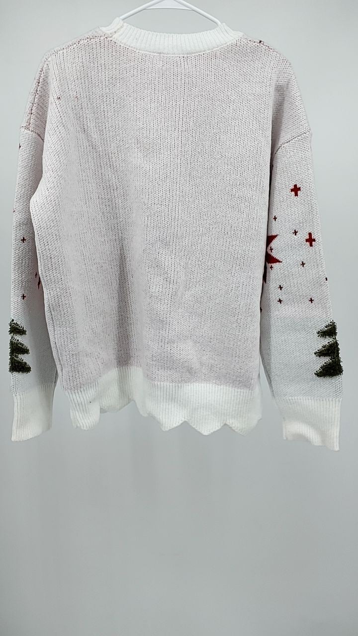 Christmas Tree Pattern Round Neck Sweater