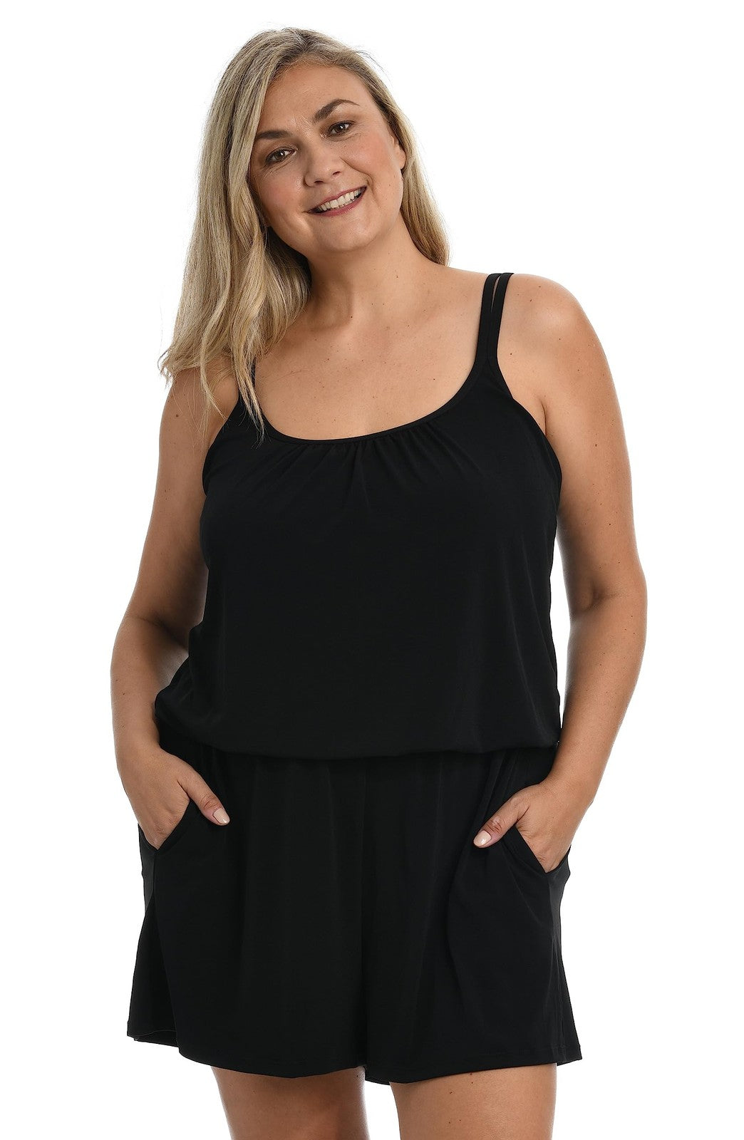 Maxine of Hollywood Women's Plus Size 20W Black One Piece Swimsuit