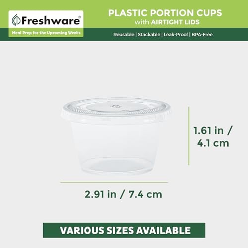 200 Clear Plastic Portion Cups w/ Lids - 4 Oz Souffle & Condiment Use