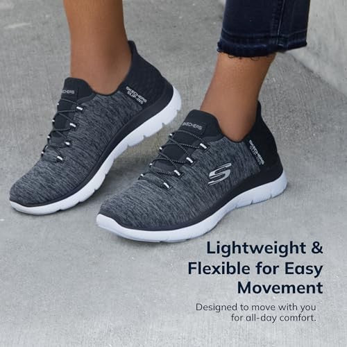 Skechers Women's Summits Sneakers, Hands-Free, Size 8, Vegan, Black White