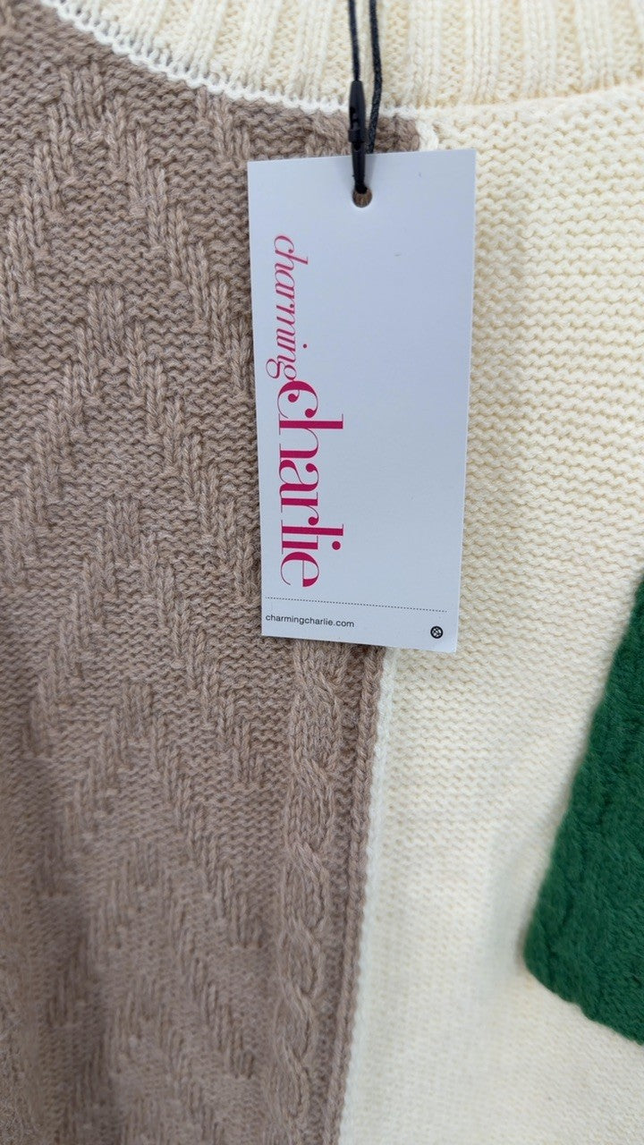 Color Block Round Neck Long Sleeve Sweater