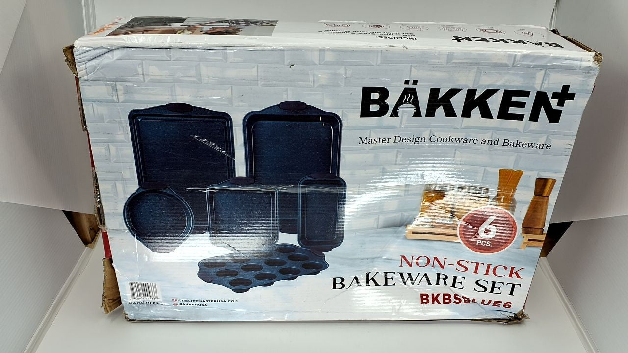 Carbon Steel Baking Pan Set - 6-Piece Nonstick Bakeware w/ Blue Handles