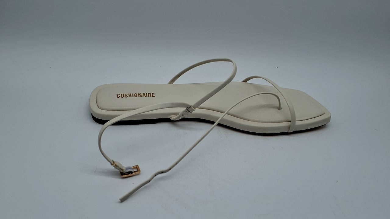 CUSHIONAIRE Glory Womens Sandals White 8 Strappy Adjustable Flat