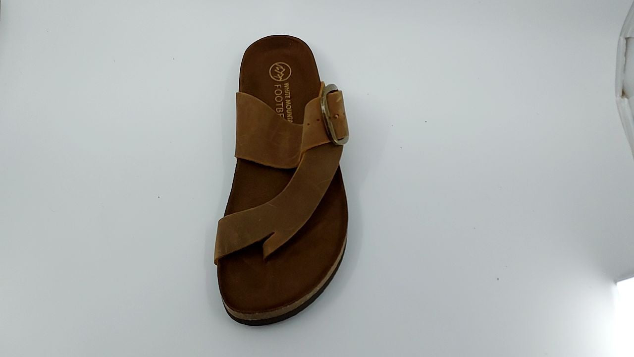 WHITE MOUNTAIN Women's Harley Footbed Sandal, Whiskey/Leather, 7 M