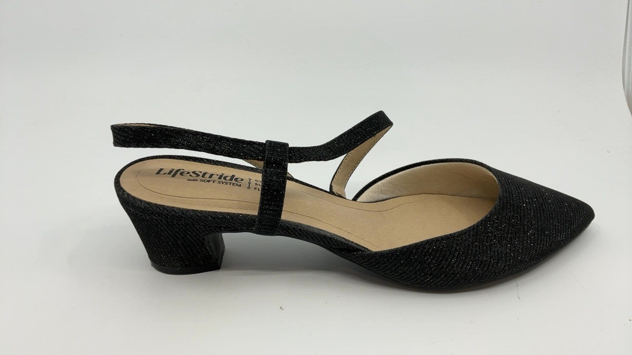 LifeStride Womens Minimalist Pump Black Shimmer 7.5 W