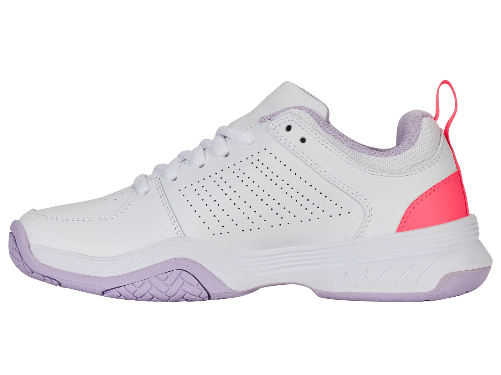 K-Swiss Women's Court Express 2 Tennis Shoe, White/Orchid Petal/Neon Blaze, 9 M