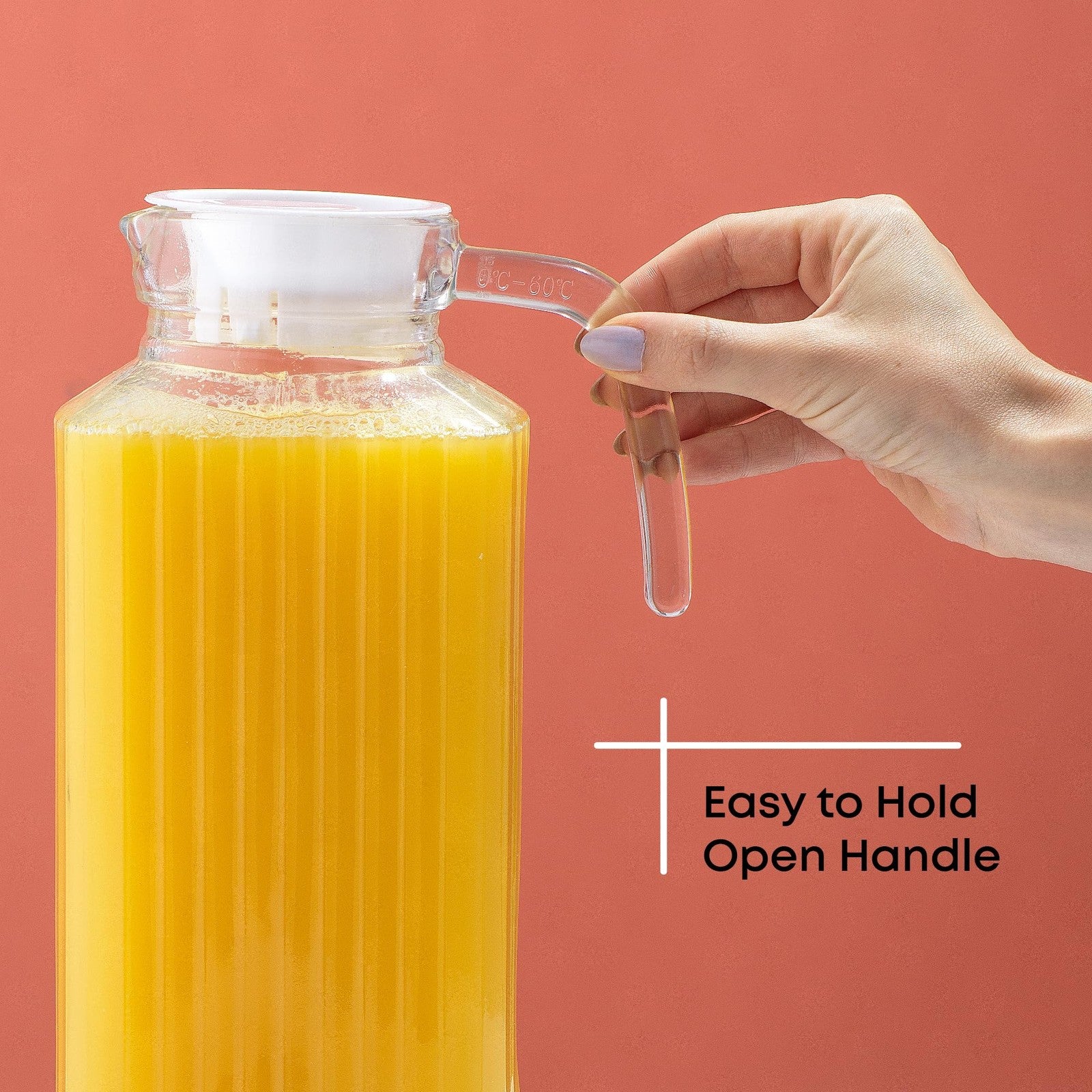 60oz Beverage Pitcher w/ 2 Lids - Dishwasher Safe Glass Jug for Drinks