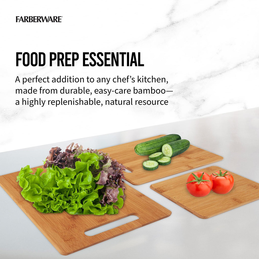 Reversible Bamboo Cutting Boards Set of 3, Meal Prep & Serving