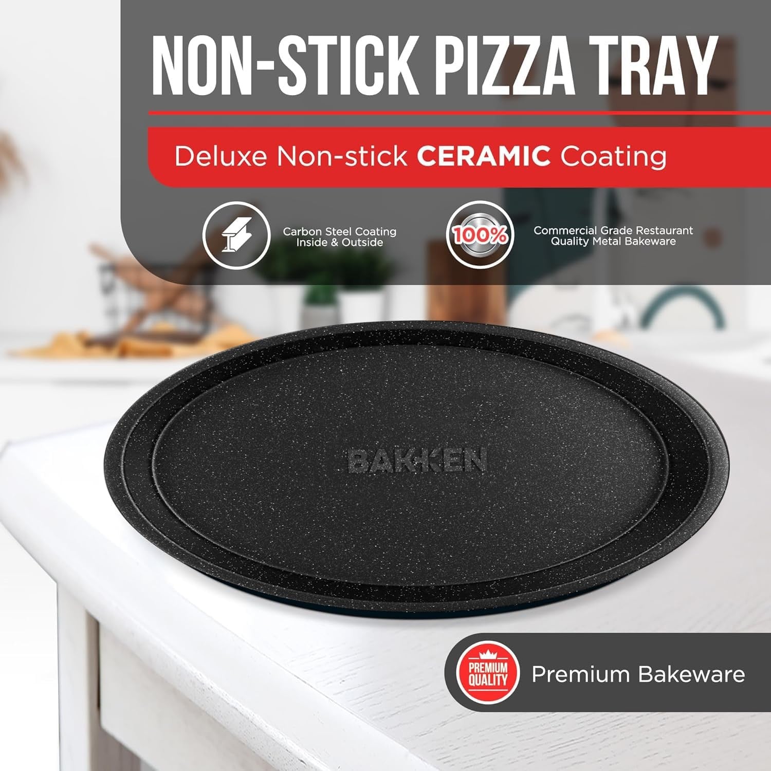 Gray Marble Pizza Baking Pans Set of 3, Non Stick, Oven Safe, Carbon Steel