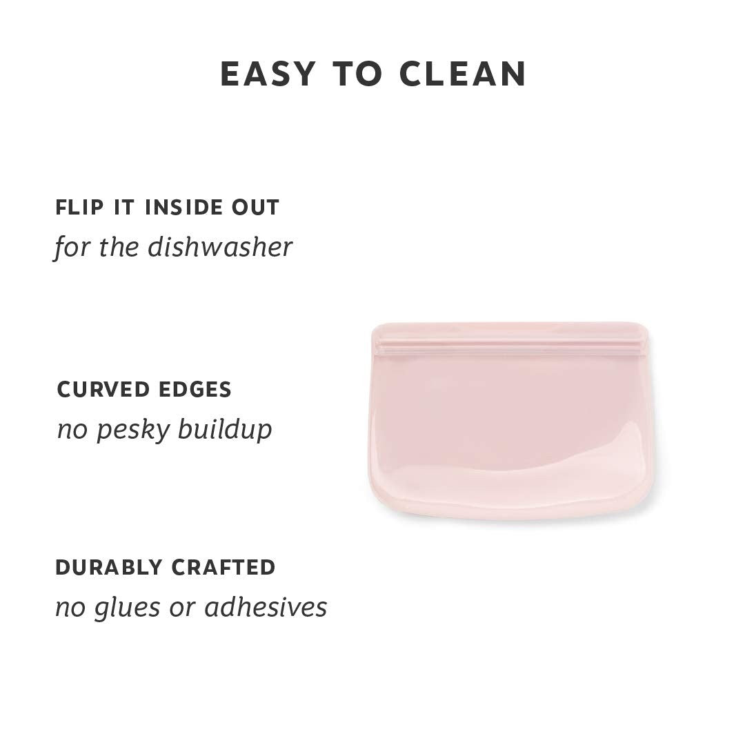 W&P 10oz Silicone Snack Bag, Blush, Microwave & Dishwasher Safe