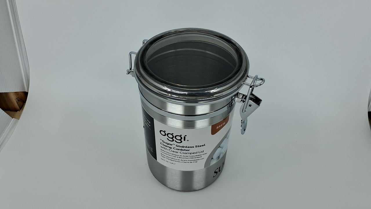 Oggi 62 Oz Sugar Canister - Airtight Stainless Steel Container