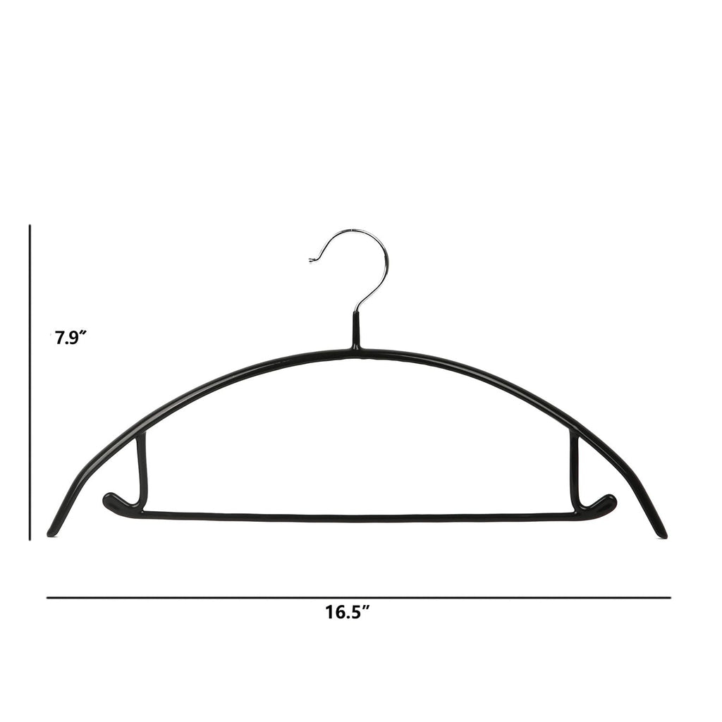 Non-Slip Rubber Coated Hangers, 16.5in Heavy Duty, Black, Set of 5