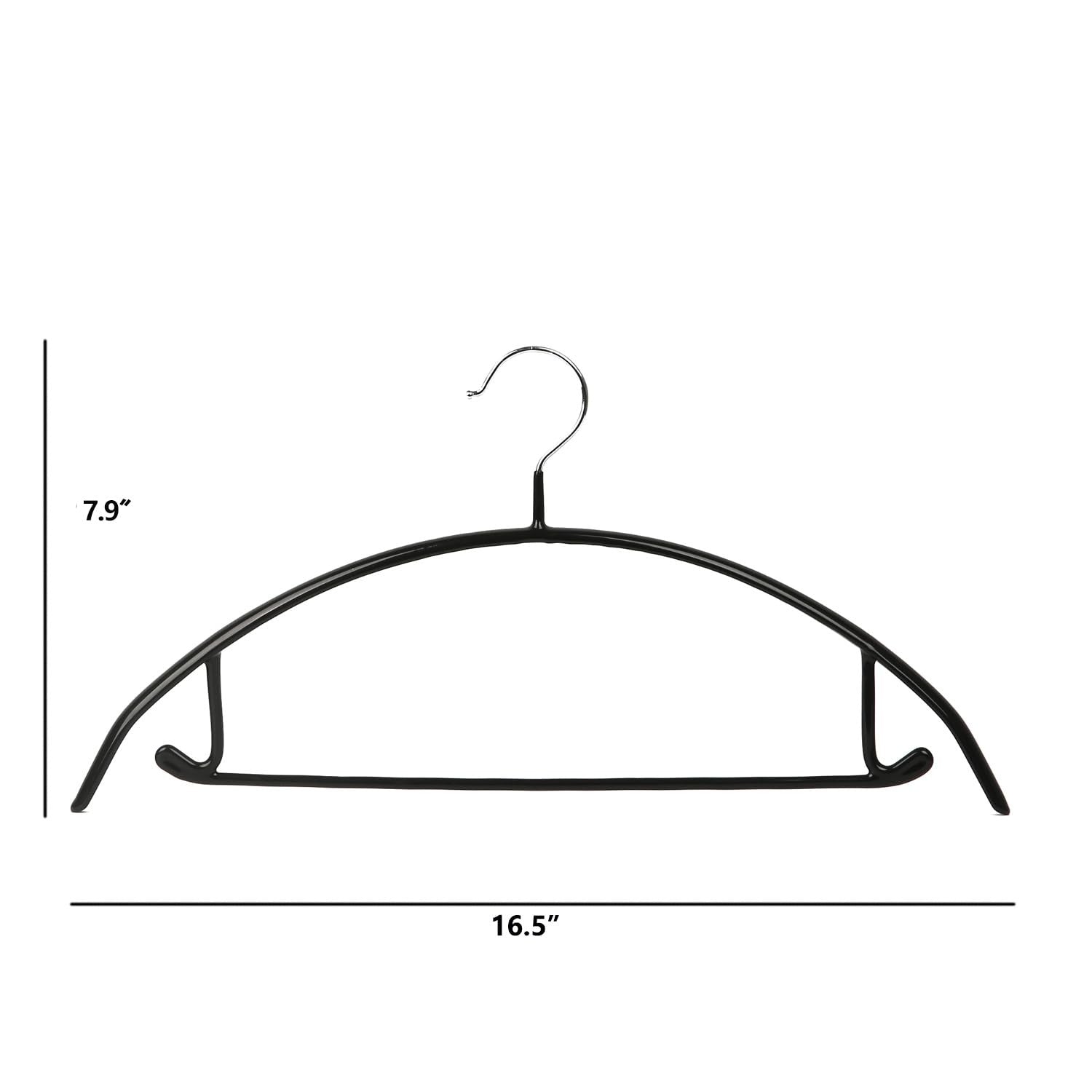 Non-Slip Rubber Coated Hangers, 16.5in Heavy Duty, Black, Set of 5